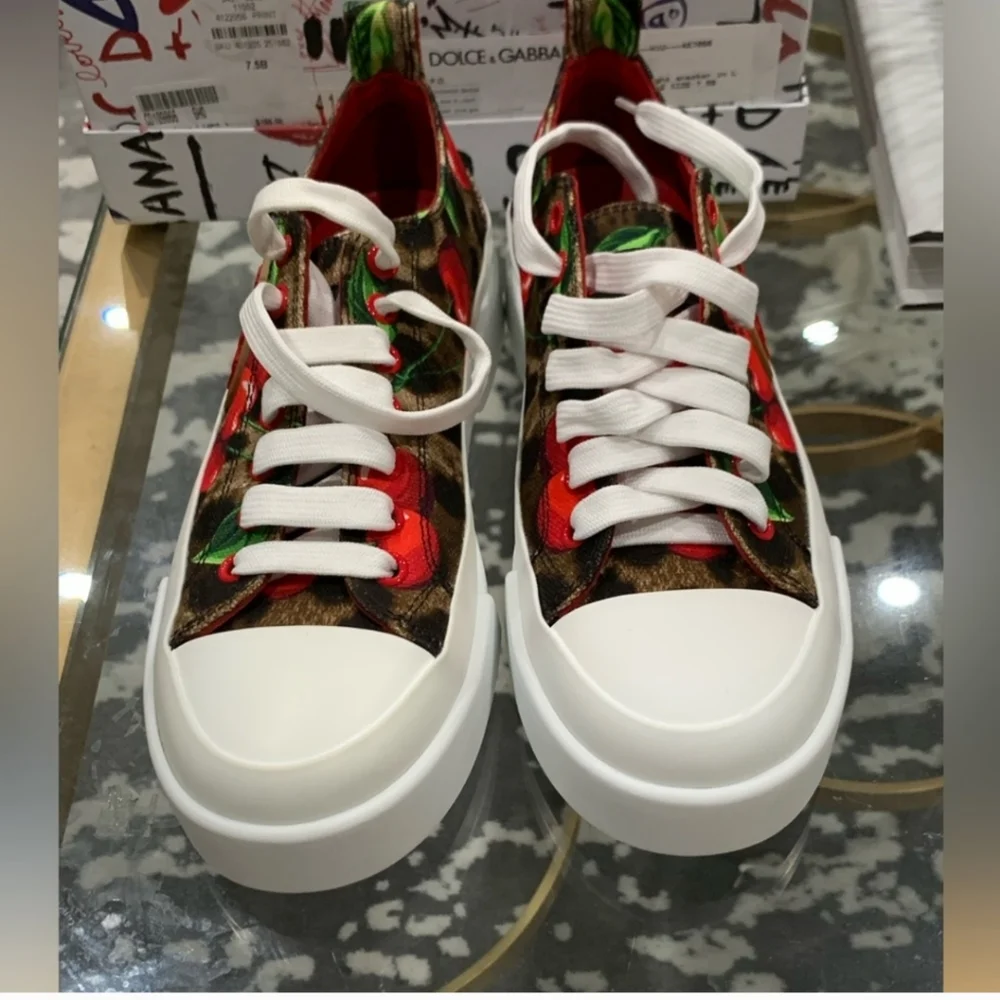 NWT NIB Dolce & Gabbana Portofino Cherry Sneakers - Picture 4 of 10